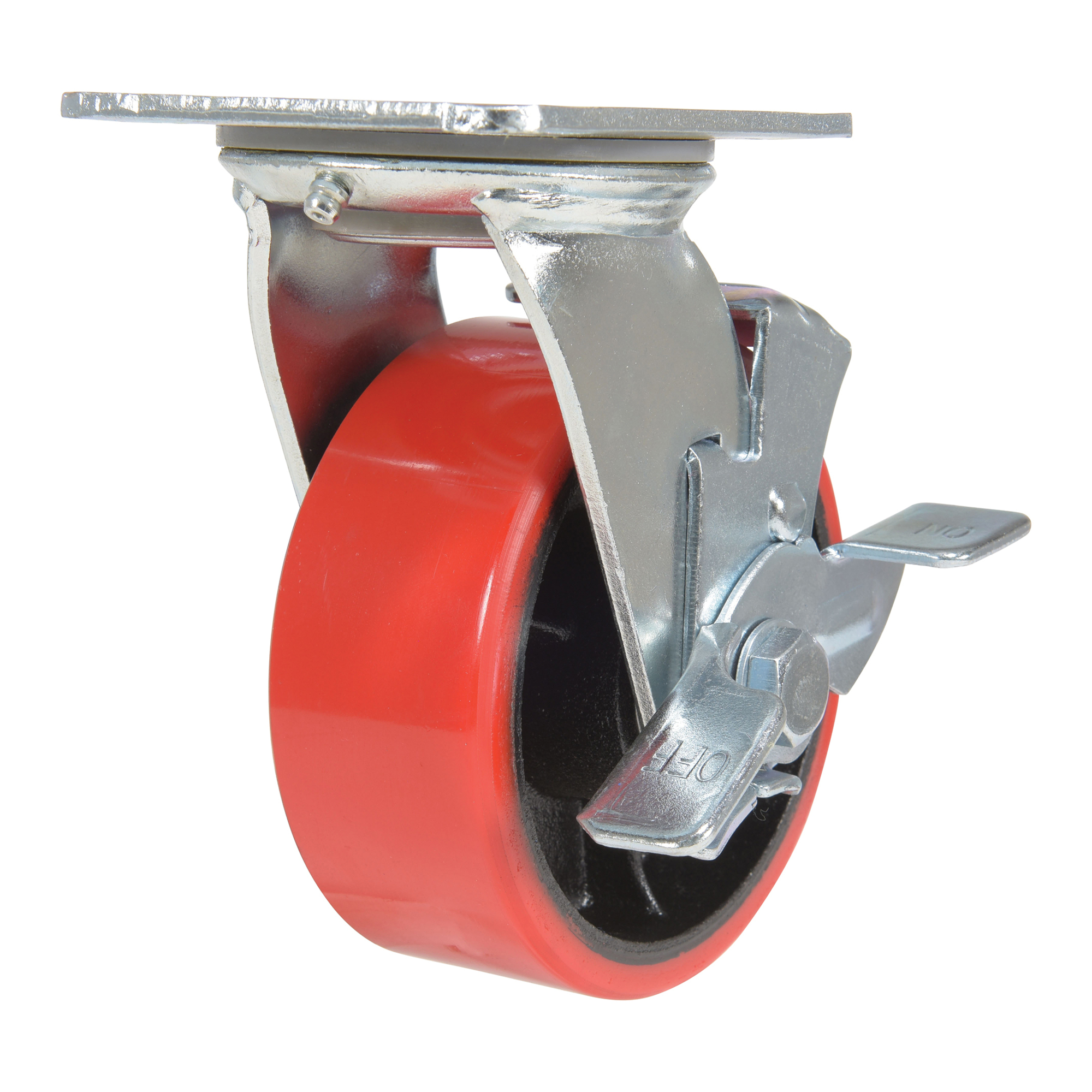 Vestil Polyurethane Swivel Caster with Brake - 5in. x 2in., 990 lbs. Capacity, Non-Marking, Model# CST-VE-5X2PU-SWB